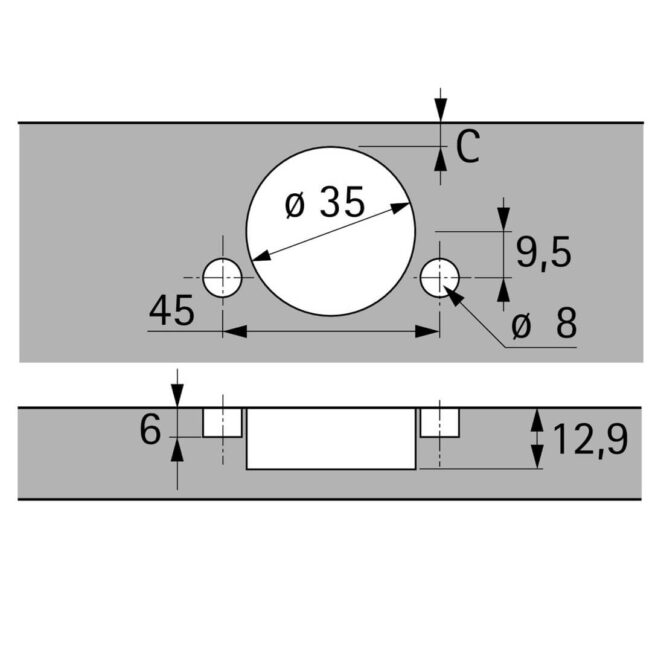 Hettich 9073626 Hinge Dimensions